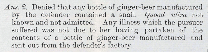 Image shows an extract from the Closed Records in claim by May McAllister or Donoghue against David Stevenson, 1929. National Records of Scotland reference: CS252/2299.